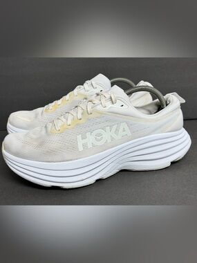 Hoka Bondi 8 Men's Size 10 D White Athletic Running Shoes Sneaker Casual Comfort